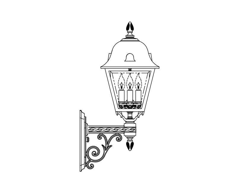 Jefferson, Medium, aluminum, Wall Mount, Clear glass, (3) 25W B10, 120V